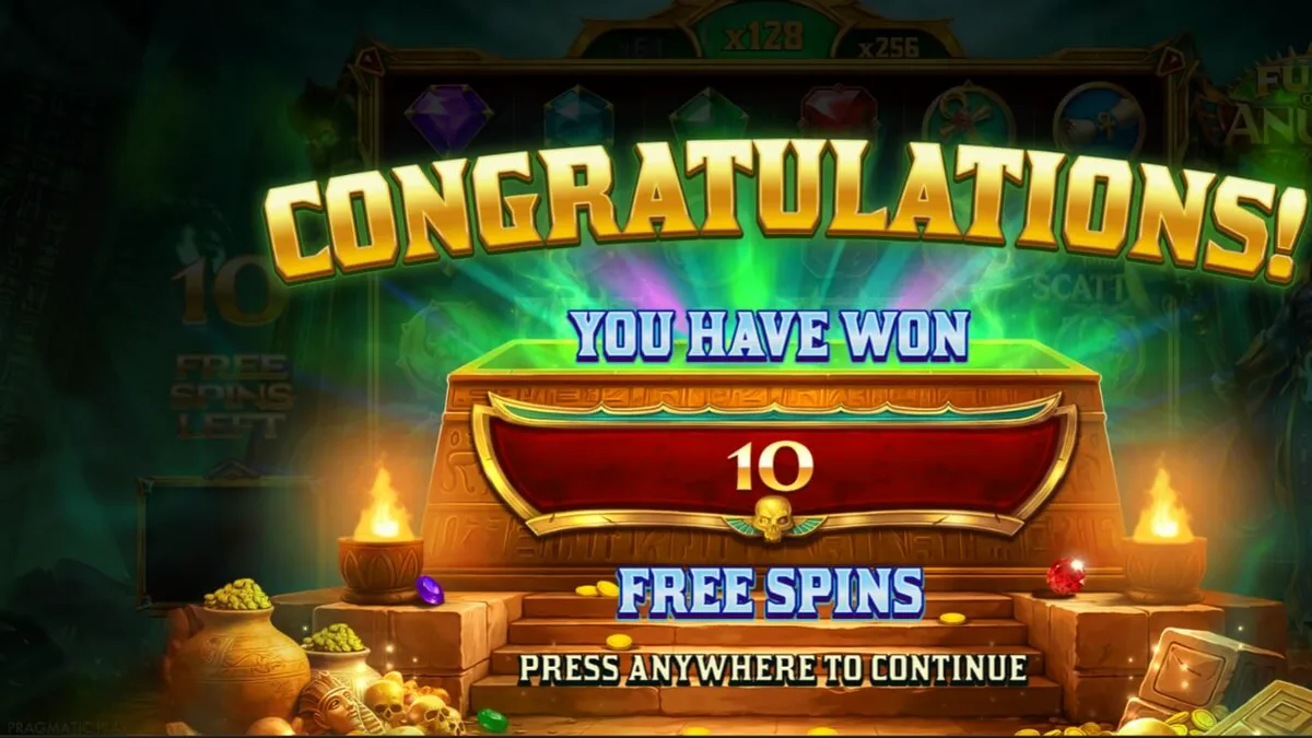 Fury of Anubis slot game interface showing Egyptian theme
